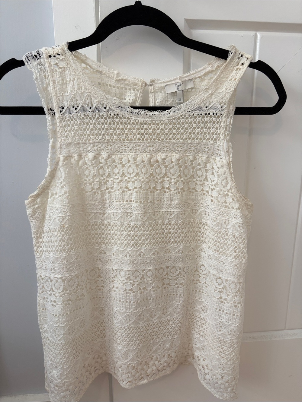 Joie Cream Crochet Lace Sleeveless Top